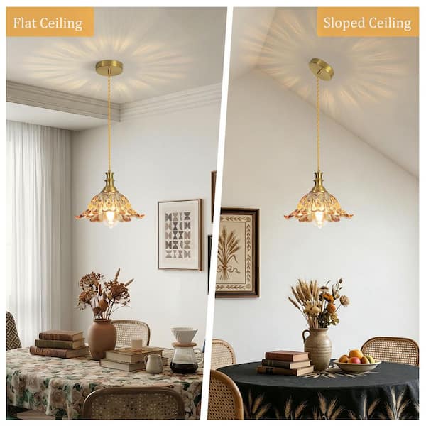 Merbotin RayHome 11.02 in. 1-Light Vintage Amber Pendant Light