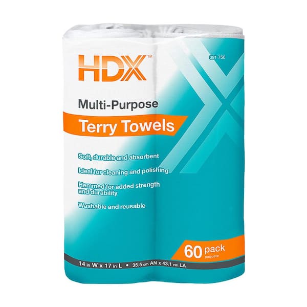 HDX 14 in. x 17 in. Multi-Purpose Terry Towel (60-Pack)