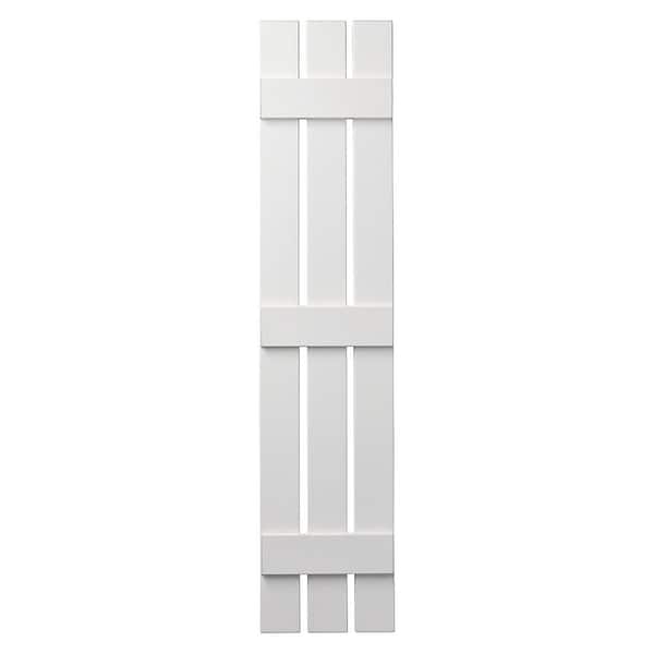 Ply Gem 12 in. x 59 in. Polypropylene 3-Board Open Board and Batten Shutters Pair in White
