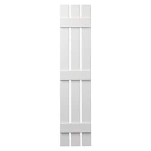 12 in. x 67 in. Polypropylene 3-Board Open Board and Batten Shutters Pair in White