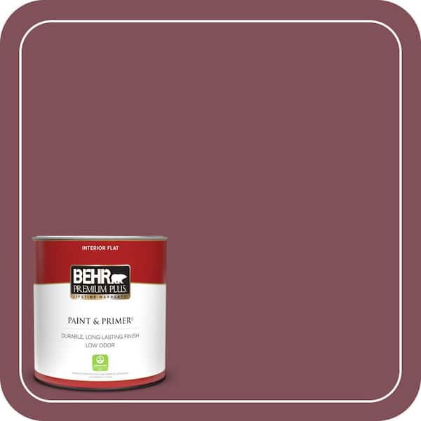BEHR PREMIUM PLUS 1 qt. Home Decorators Collection #HDC-CL-02 Fine Burgundy Flat Low Odor Interior Paint & Primer