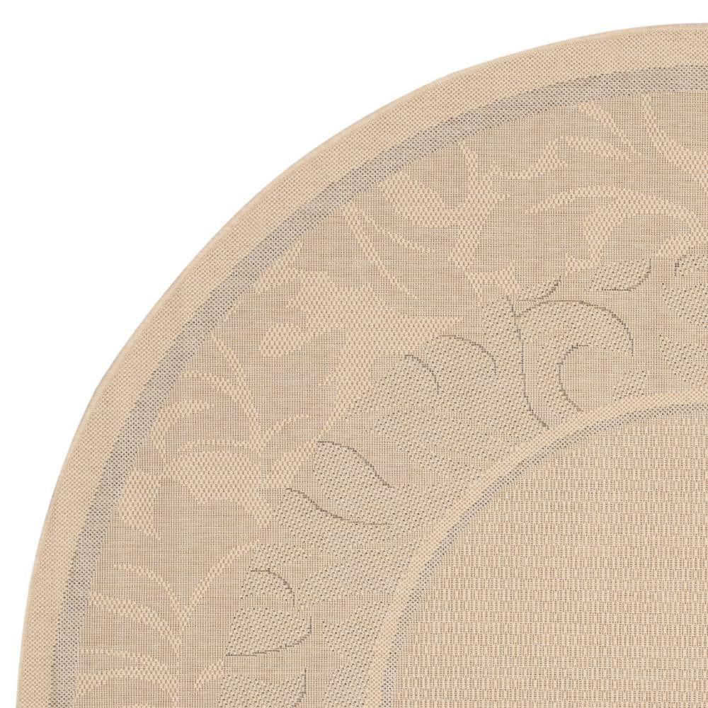Beige Round Synthetic Indoor/Outdoor Area Rug