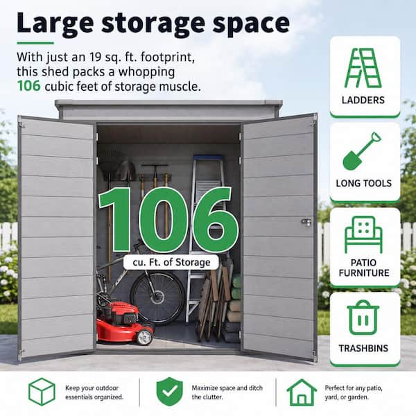 AECOJOY 6 ft. W x 4 ft. D Resin Shed Outdoor Storage Shed with