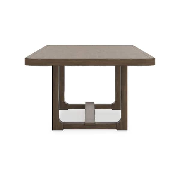 Cabalynn Transitional Brown Wood 46 in. Trestle Extendable Dining Table Seats 8