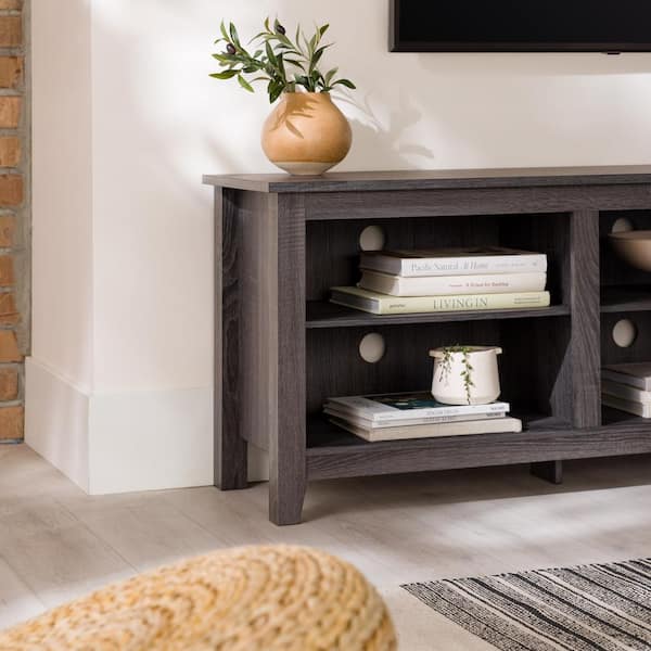 70 in. Charcoal MDF TV Stand with Adjustable Shelves (Max TV Size 80 in.)