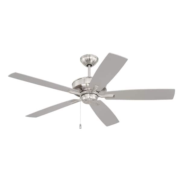 Optimum 52 in. Indoor Dual Mount Brushed Polished Nickel Finish Standard Ceiling Fan for Livingroom and Bedroom Spaces