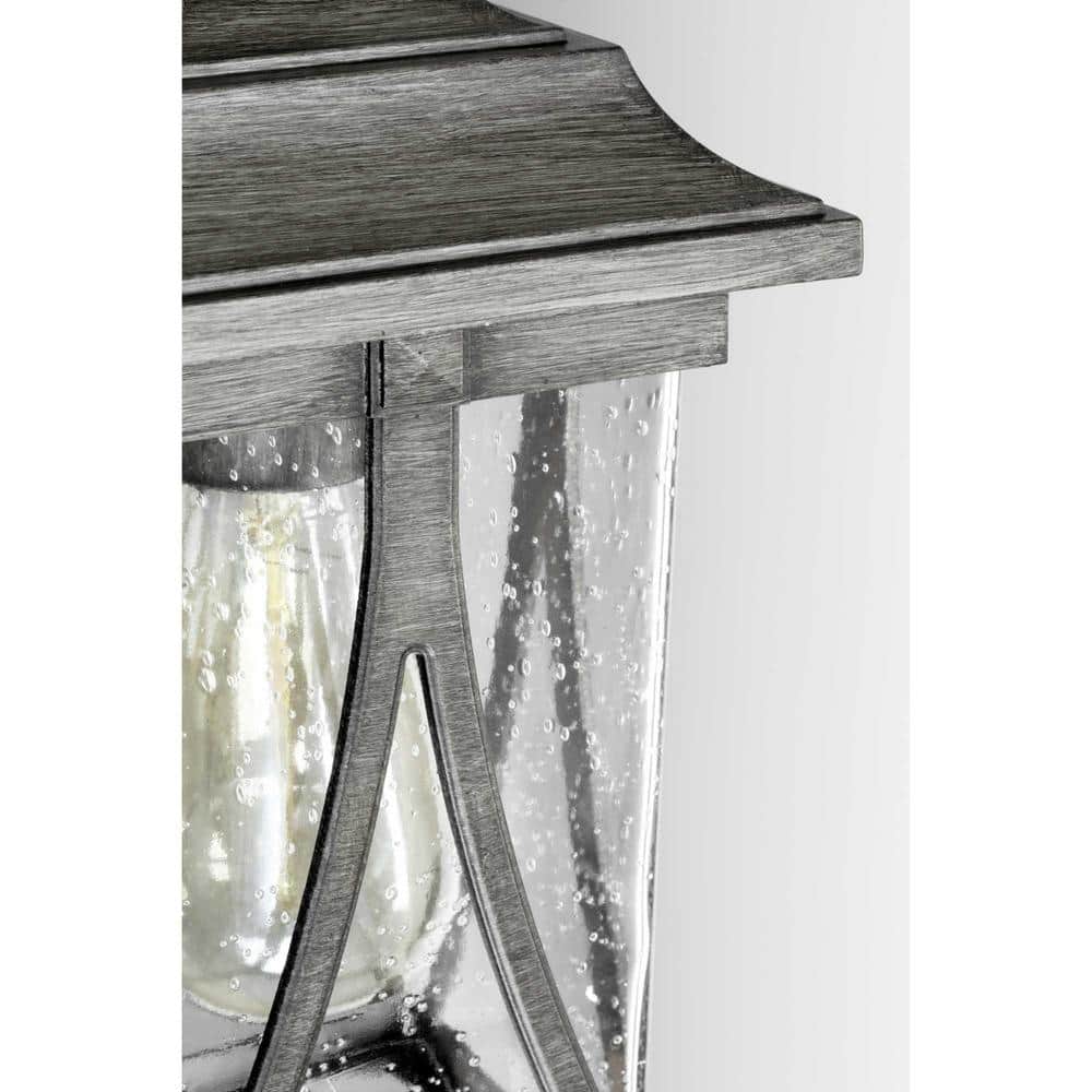 Abbott Antique Pewter Outdoor Hanging Lantern with Seeded Glass