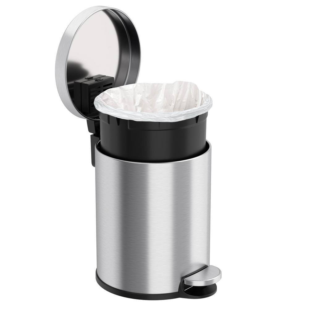 Stainless Steel 1.3 Gallon Round Step Trash Can with Odor Filter