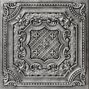 Bijou and Bee Bee Antique Silver 1.6 ft. x 1.6 ft. Decorative Foam Glue Up Ceiling Tile (259.2 sq. ft. /case)
