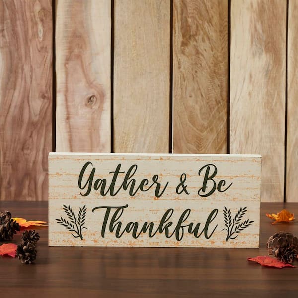 Gather and Be Thankful 7 in. x 16 in. Wheat Stalks MDF Wall Art