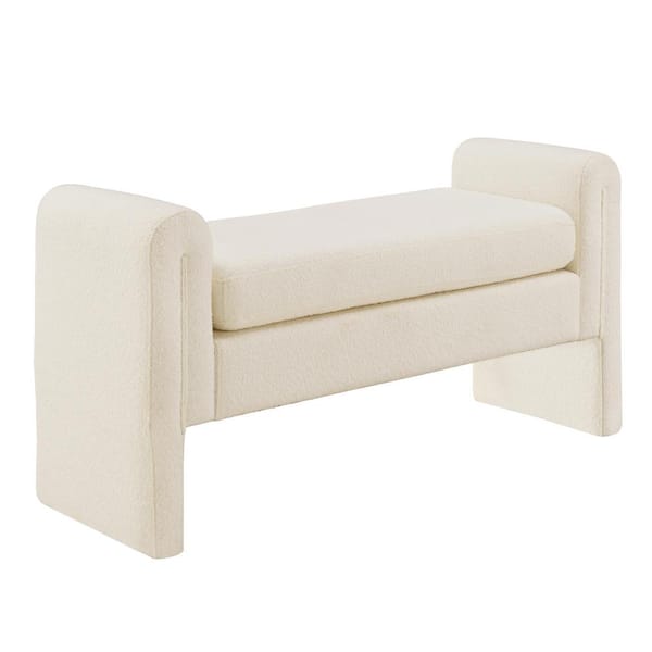 HomeSullivan Ivory White Boucle Dining Bench 48.8 in.