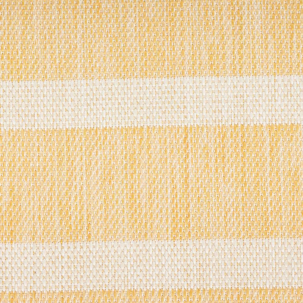 Yellow Ivory Striped Flatweave 5' x 7' Outdoor Rug