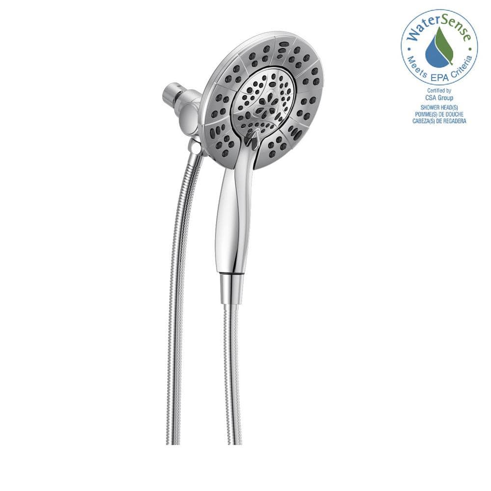 Chrome Dual Shower Head with Handheld Spray and Adjustable Height
