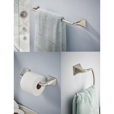 Everly 3-Piece Bath Hardware Set with Towel Ring/Toilet Paper Holder and 24 in. Towel Bar in Brushed Nickel