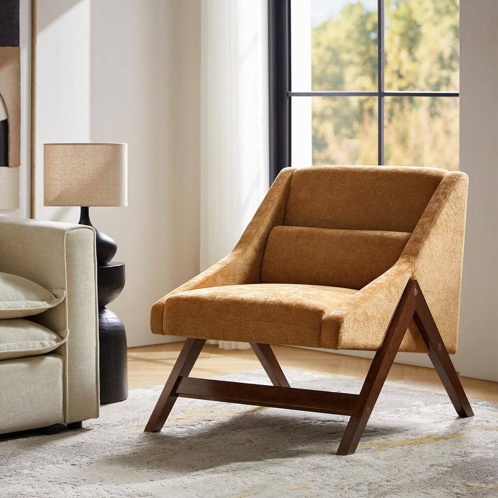 その他 Beautiful accent armchair JAYDEN CREATION Alicia Mustard Yellow Accent Armchair with Solid