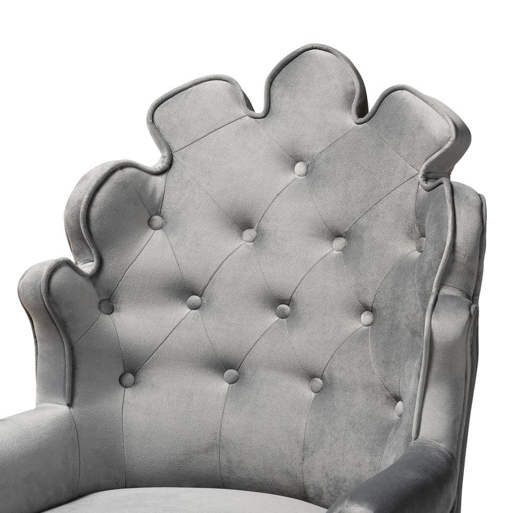 Chloe Dark Grey Velvet and Wood Barstool Set