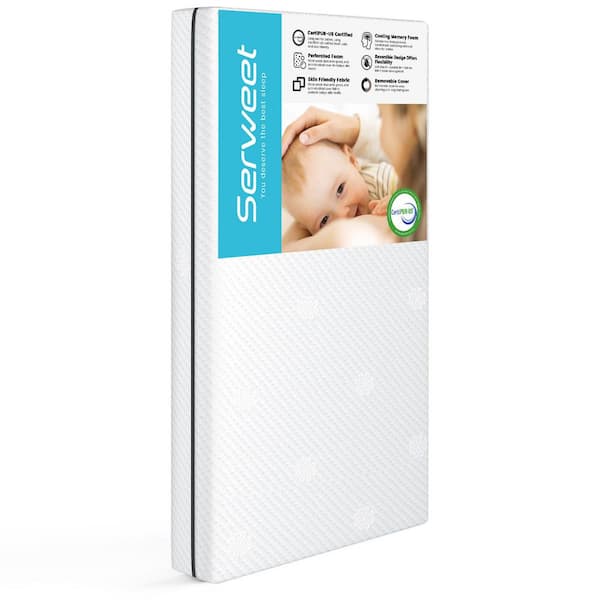 Toddler Medium Memory Foam 5.5 in. Breathable and Hypoallergenic Crib Mattress