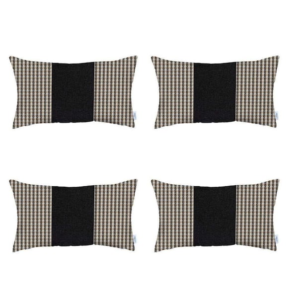 HomeRoots Jordan Multicolored Abstract 12 in. X 20 in. Throw Pillow Cover Set of 4