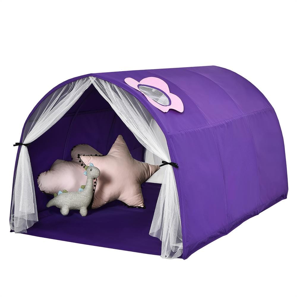 Costway Purple 2-Person Fabric Kids Bed Tent Play Tent with Carry Bag ...