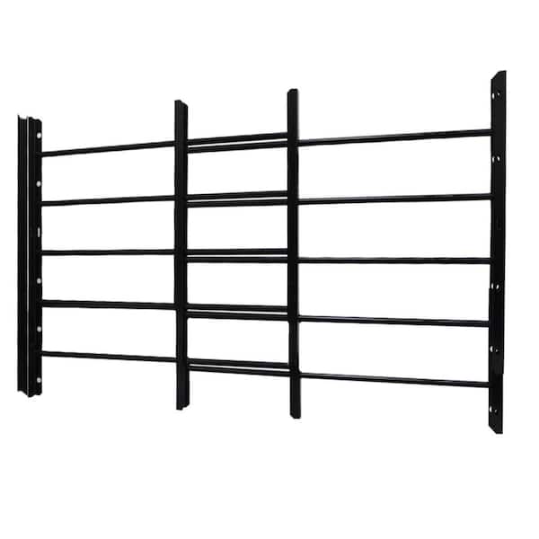 Unique Home Designs 5-Bar Adjustable 23-1/4 in. to 42-1/2 in. Horizontal Hinged Black Window Security Guard
