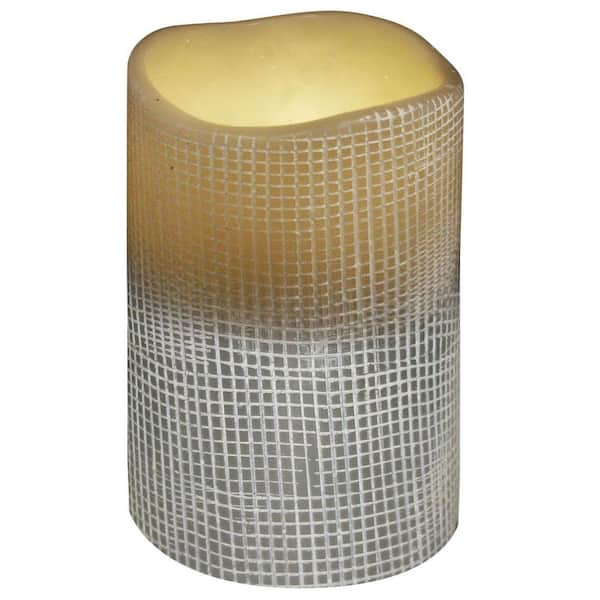 Unbranded 3 in. x 4 in. Flameless Lattice Stone Grey Candle