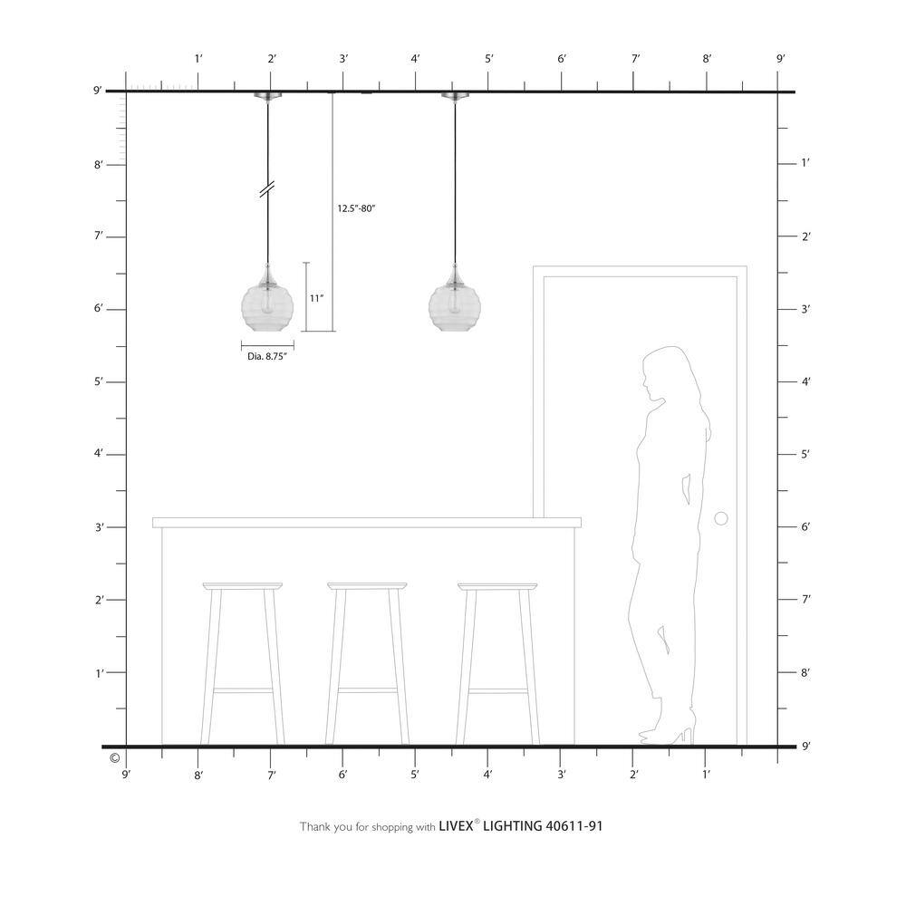 Brushed Nickel Mini Globe Pendant with Clear Glass