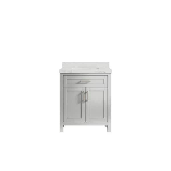 Willow Collections Cambridge 30 in. W x 22 in. D x 36 in. H Bath Vanity in Gray with 2 in Calacatta Nuvo Quartz Top