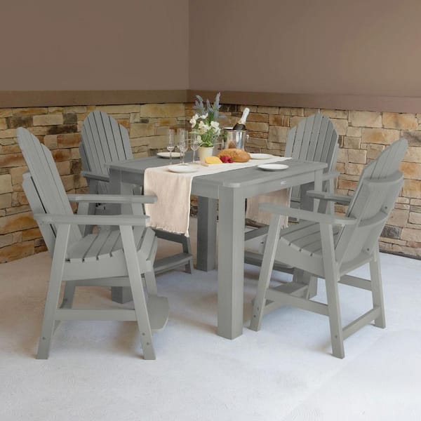 Highwood Hamilton Harbor Gray Counter Height Plastic Outdoor Dining Set in Harbor Gray Set of 4