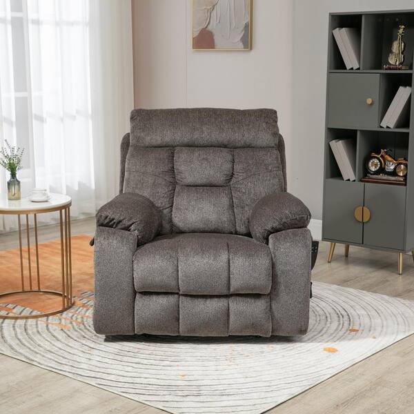 aisword Brown5 Enhanced Flagship Oversized Dual Okin Motor Chenille Recliner LiftSofa with Massage Heating and Assisted Standing, Brown5+Dual Motors