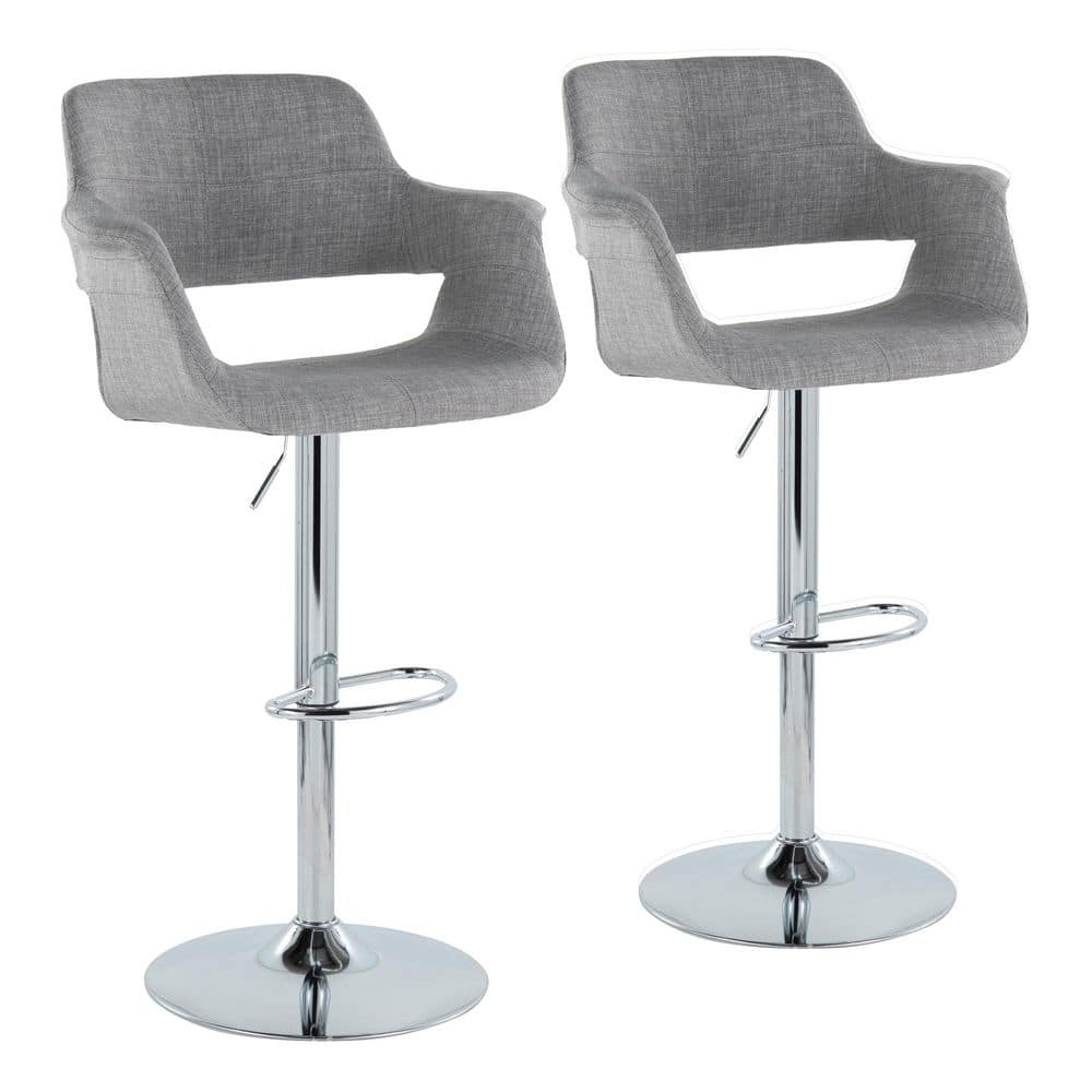 Lumisource Vintage Flair 47.25 in. Light Grey Fabric and Chrome