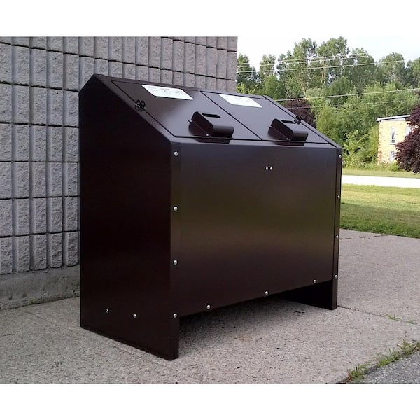68 Gal. Metal Animal Proof Trash Can in Brown