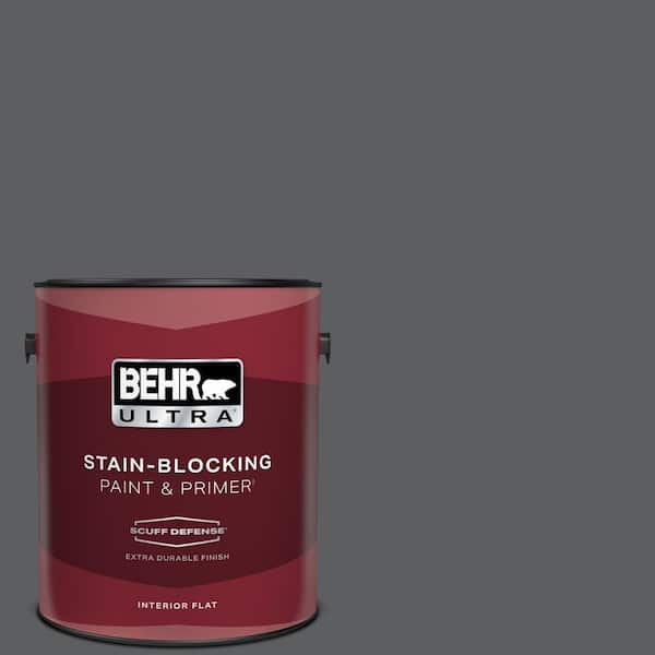 BEHR ULTRA 1 gal. #N500-6 Graphic Charcoal Extra Durable Flat Interior Paint & Primer