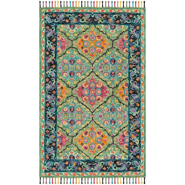 SAFAVIEH Aspen Light Green/Black 5 ft. x 8 ft. Border Area Rug