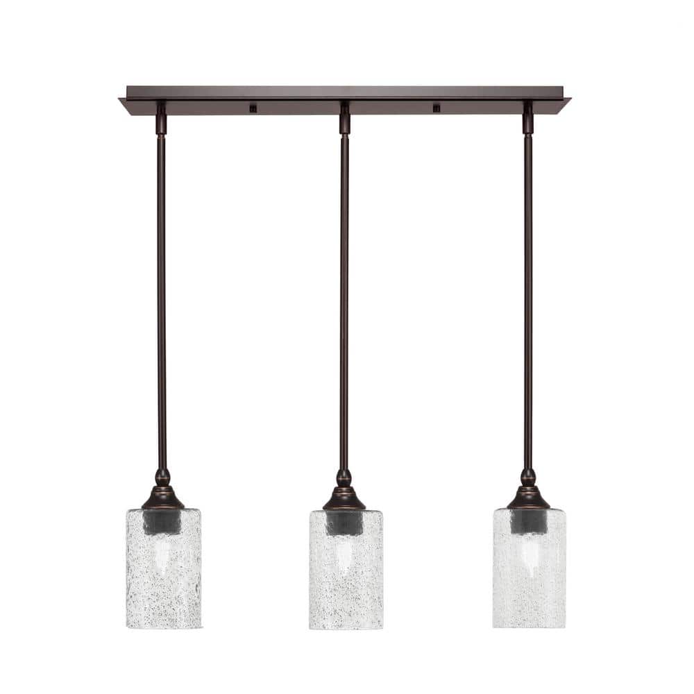 Livingston 100-Watt 3-Light Brown Shaded Pendant Light with 4 in. Smoke Bub