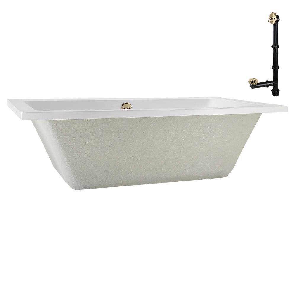 60" x 32" Acrylic Soaking Drop-In Bathtub, Drain Included