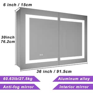 36 in. W x 30 in. H Rectangular Aluminum Recessed/Surface Mount LED Medicine Cabinet with Mirror
