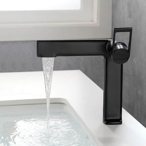 Satico Single-Handle Single Hole Bathroom Basin Faucet in Black