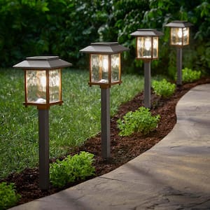 Parkwood 14 Lumens Bronze and Gold Vintage Bulb LED Outdoor Solar Path Light with Water Glass Lens (4-Pack)
