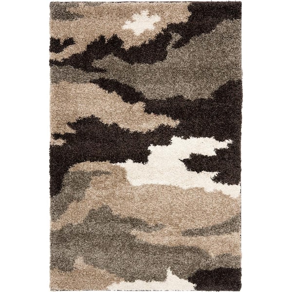 SAFAVIEH Florida Shag Beige/Multi 3 ft. x 5 ft. Floral Area Rug