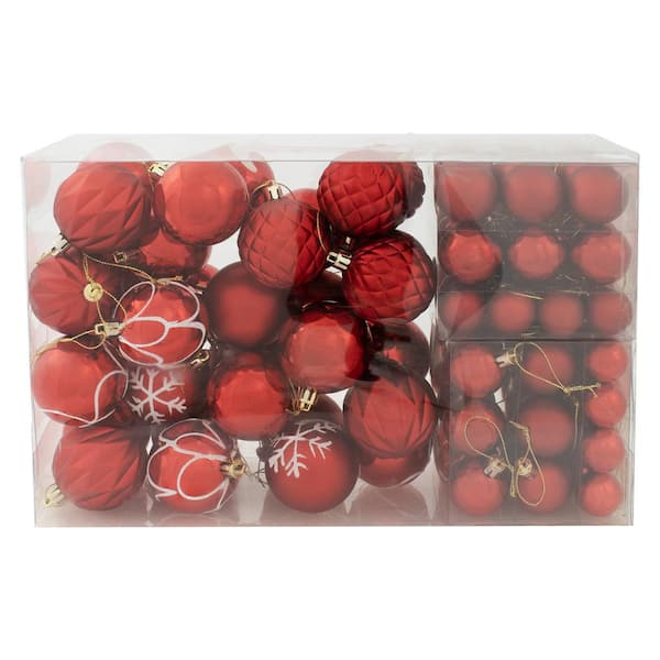  Ornament 5個セット Sunnydaze Winter Wonderland 100-Piece Red Assorted Ornament Set