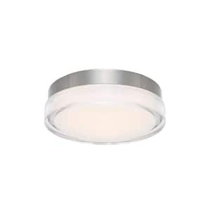 Dot 12 in. 1-Light 3000K Stainless Steel LED Flush Mount