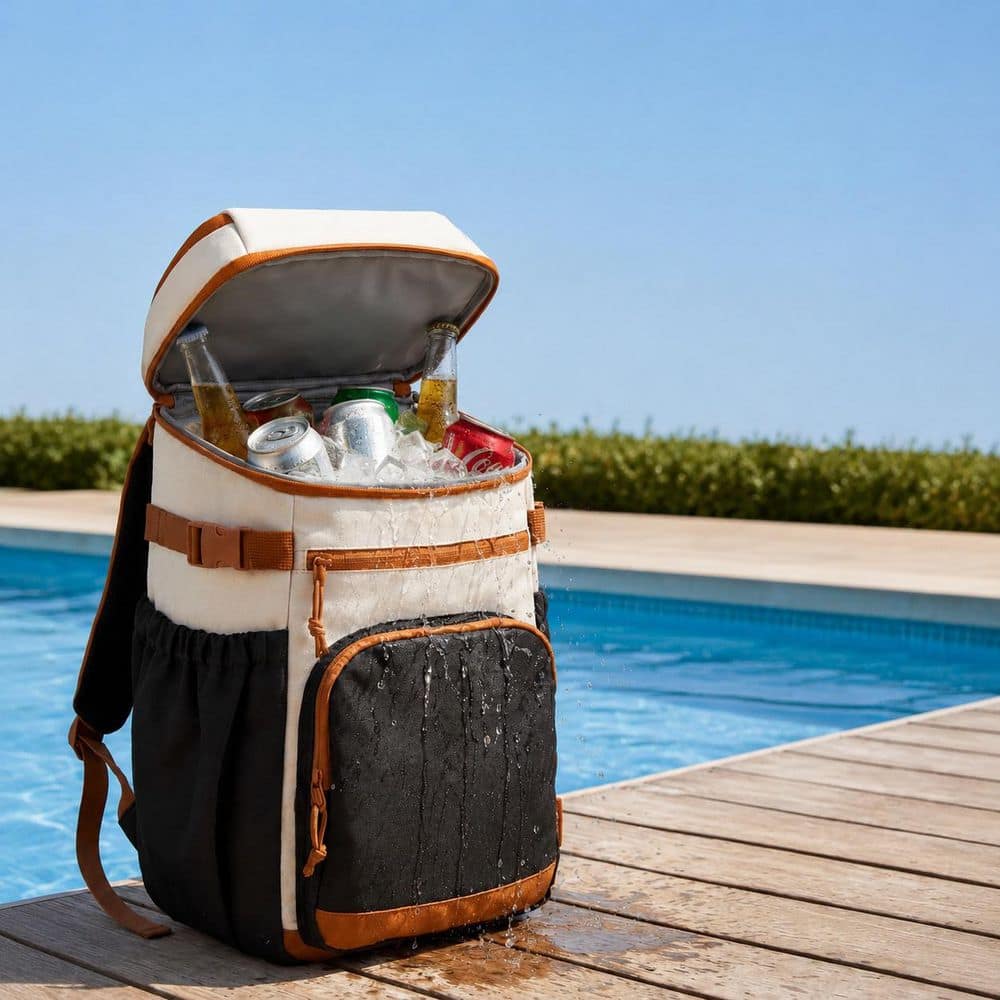 Black Insulated Lunch Bag Leakproof Double Deck Cooler Backpack Lightweight Waterproof for Beach Camping Picnic Hiking