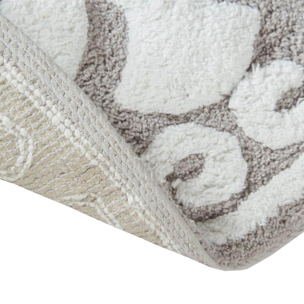 Gray Cotton Tufted Medallion Bath Rug Set
