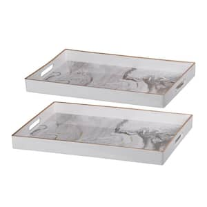 Effra Rectangular White Trays (Set of 2)