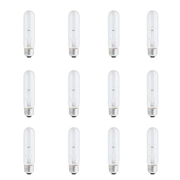 40-Watt T10 Medium E26 Base Dimmable Incandescent Light Bulb, Soft White 2700K (12-Pack)