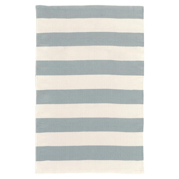 Catamaran Stripe Handwoven Light Blue/Ivory 3 ft. x 5 ft. Outdoor Area Rug