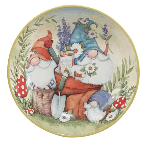 Certified International Garden Gnomes 122.70 fl.oz Assorted Colors Earthenware Pasta Bowl