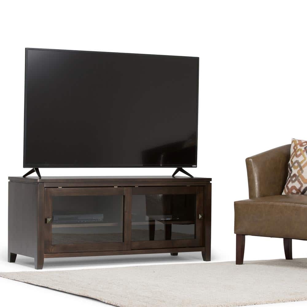 Cosmopolitan Mahogany Brown Solid Wood TV Stand with Cabinet