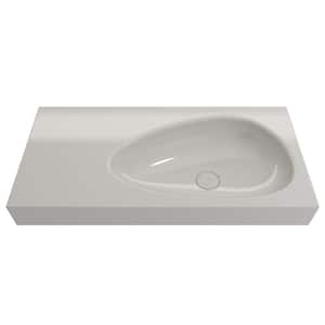 Etna Wall-Mounted Biscuit Fireclay Rectangular Bathroom Sink 35.5 in. with Matching Drain Cover