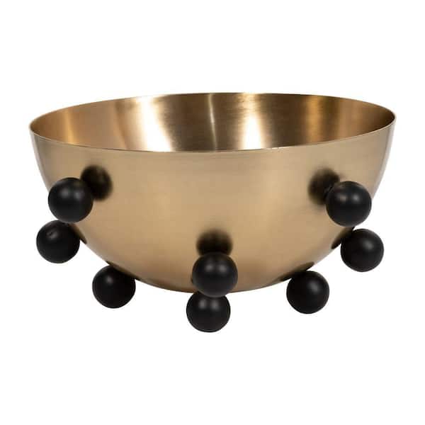 Gold/Black Metal 13 in. Bubble Decorative Bowl